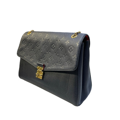 Used LOUIS VUITTON Monogram Empreinte Leather Pochette Metis Shoulder Bag Navy GHW