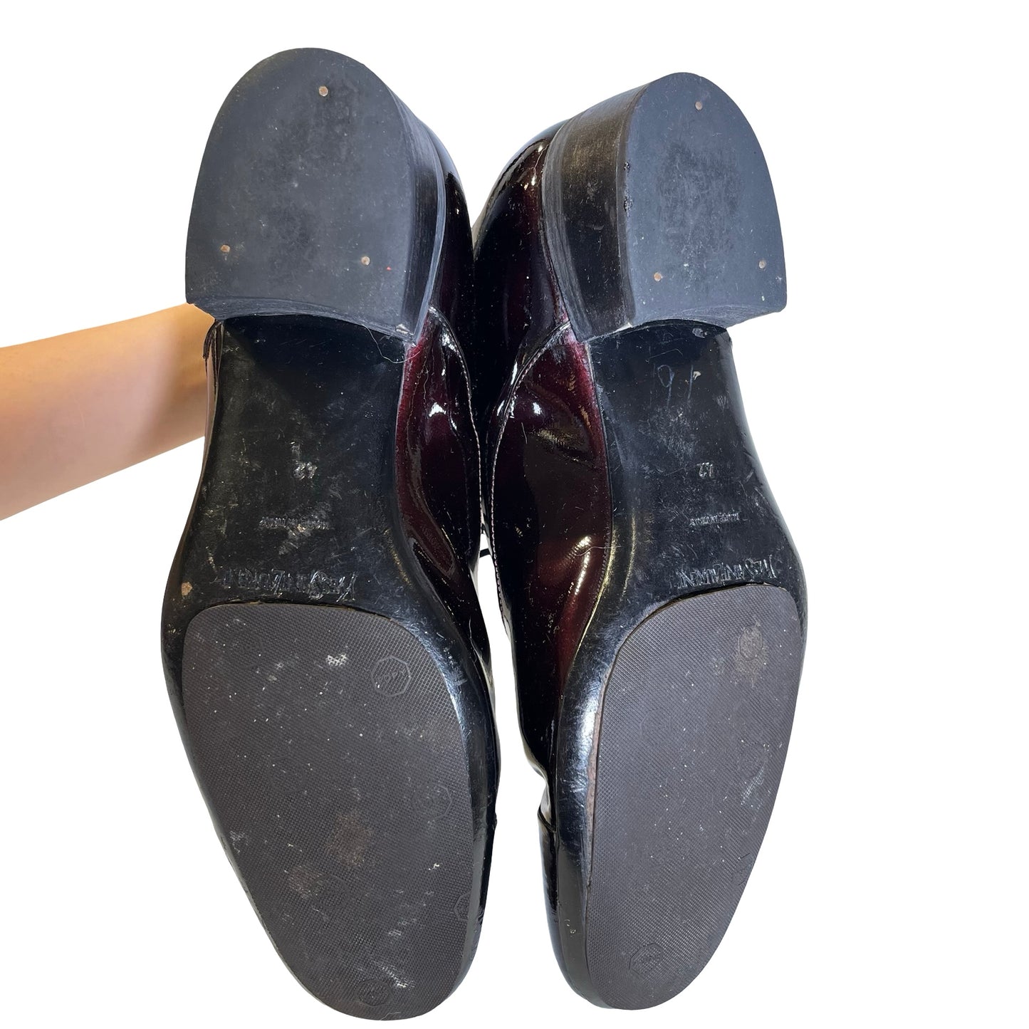 Used YSL Patent Leather Patent Leather Oxford Shoes Shoes Burgundy