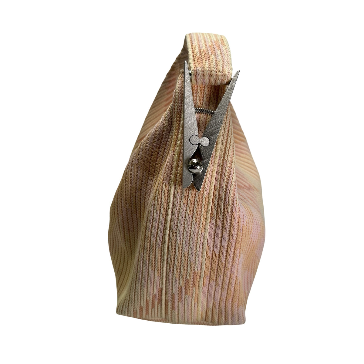 Used BURBERRY Knit Croissant Hobo Bag Cream Pink