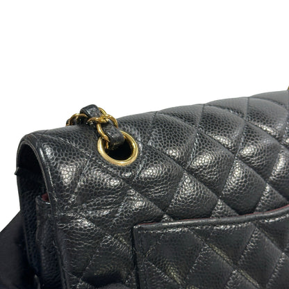 Used CHANEL Caviar Quilted CF23 Chain Shoulder Bag Black Gold
