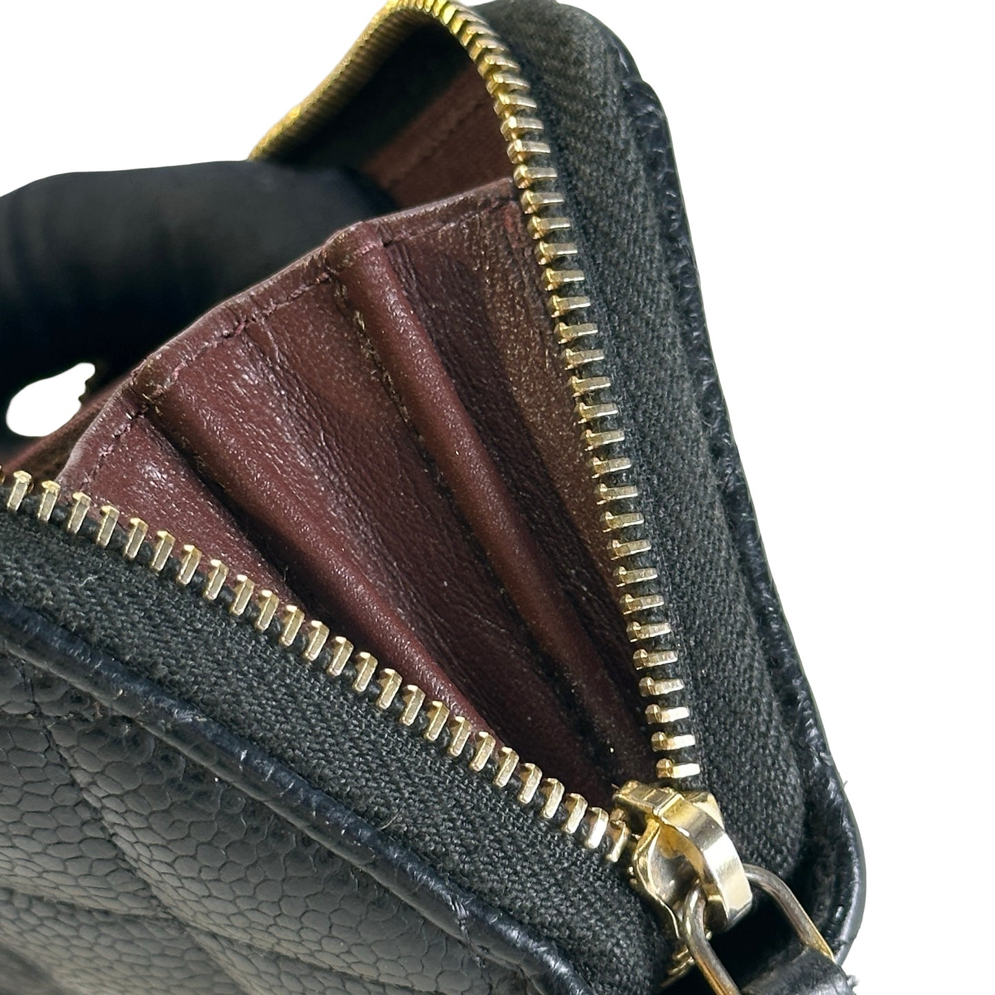 Used CHANEL Caviar Quilted Classic Zipped Coin Purse Coin Purse Black Gold hardware