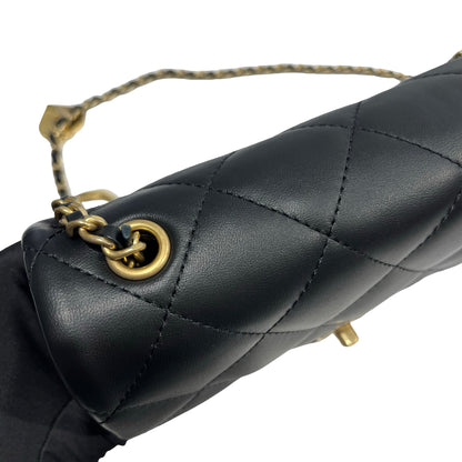 Used CHANEL Quilted Lambskin Mini Flap Bag Chain Shoulder Bag Black GHW