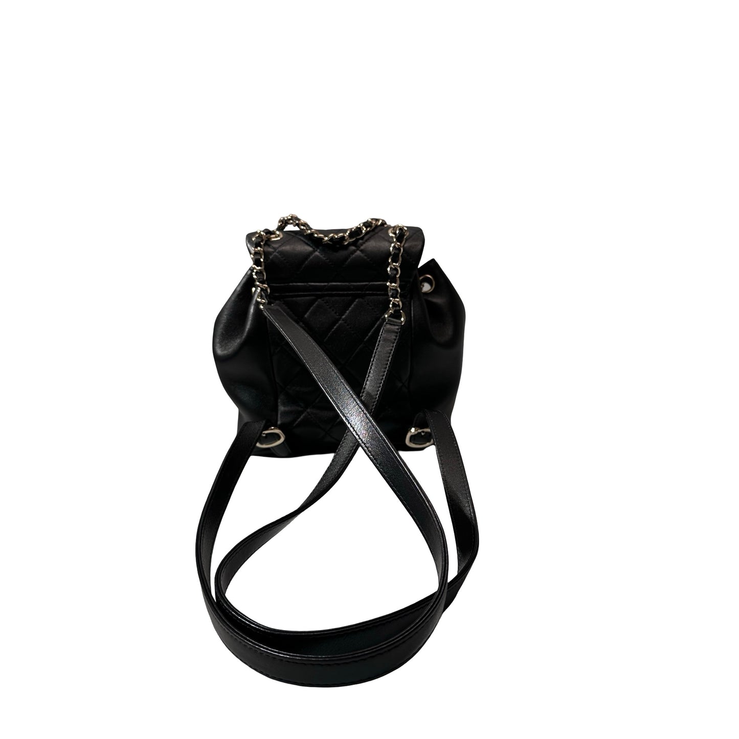 Used Chanel Calfskin Leather Small Duma Backpack Black GHW
