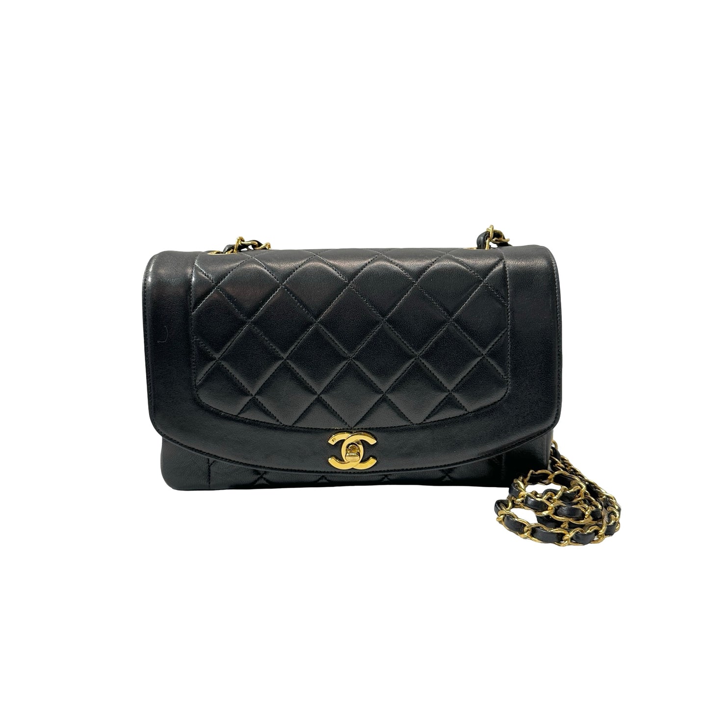 Used CHANEL DIANA Shoulder Bag Black GHW