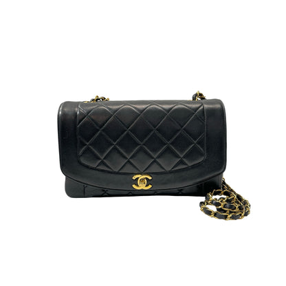 Used CHANEL DIANA Shoulder Bag Black GHW