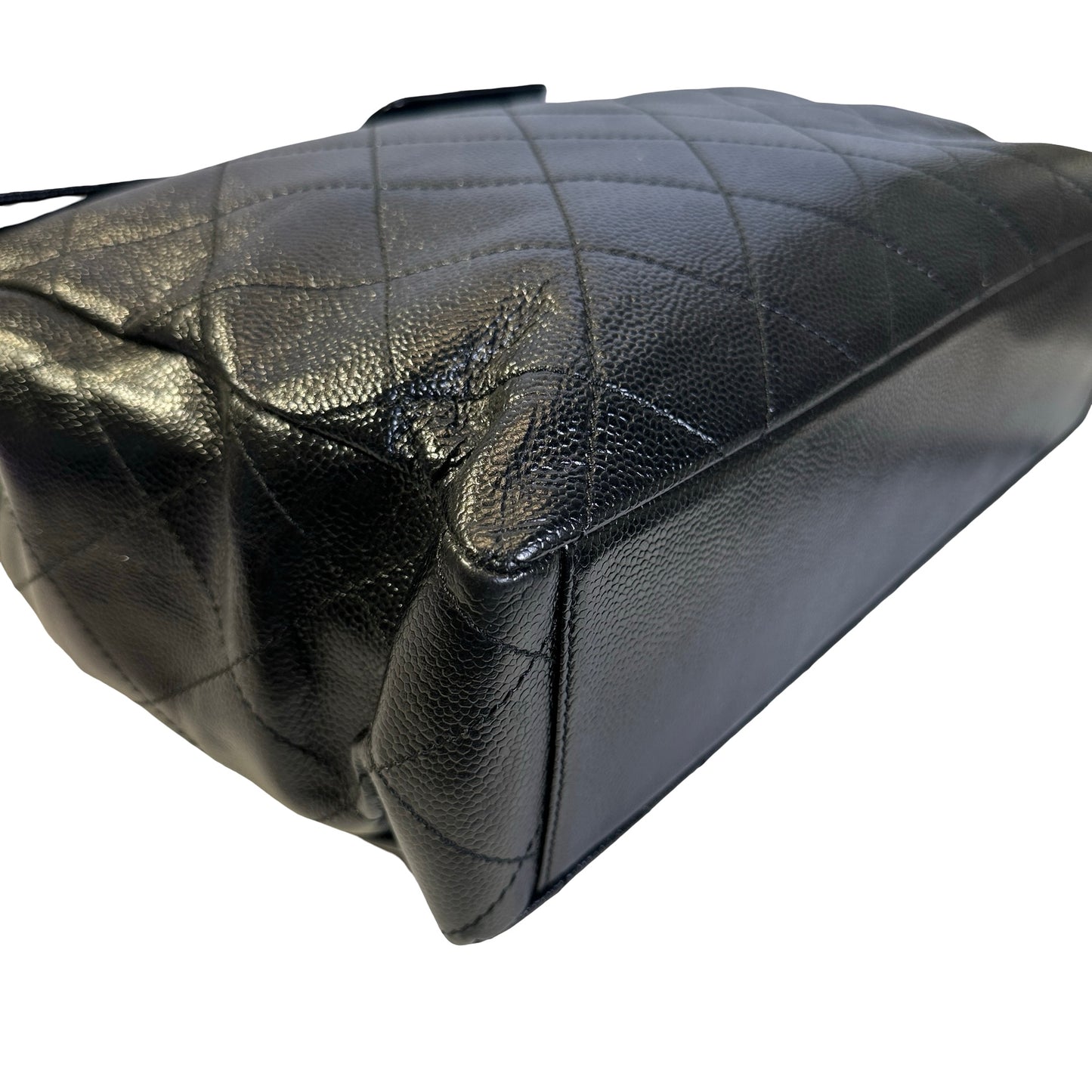 Used CHANEL Caviar Quilted Jumbo Tote Bag Shoulder Bag Black