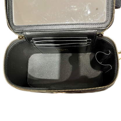 CHANEL VANITY CASE BLACK LAMBSKIN GHW [3000610]