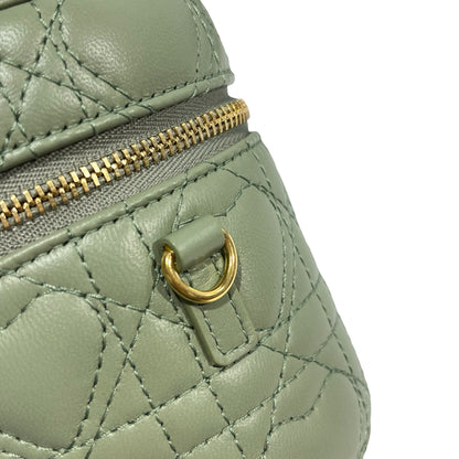 Used DIOR Cannage Lambskin Lady Dior Micro Vanity Case Vanity case Green GHW