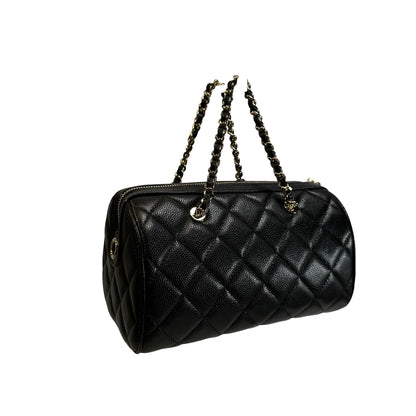 Used CHANEL Quilted Caviar leather Caviar Vanity Case Vanity case Black Gold