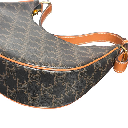 Used CÉLINE Canvas Ava Handbag Black Brown GHW