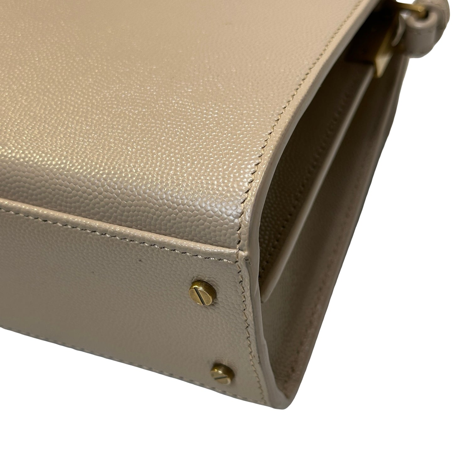 Used SAINT LAURENT grained calfskin Cassandra Handbag taupe