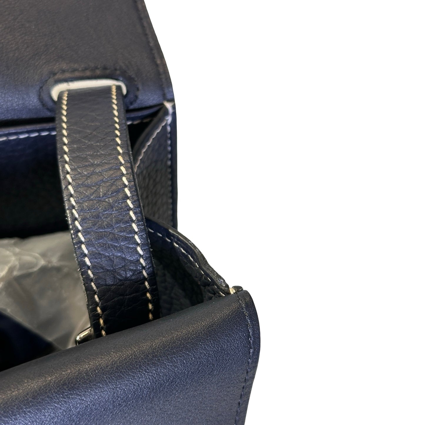 Used HERMÈS Clemence leather Halzan 31 Shoulder Bag Navy Blue PHW