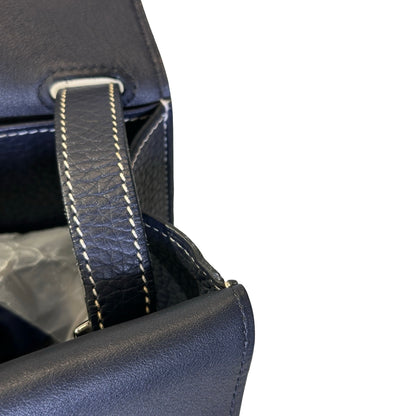 Used HERMÈS Clemence leather Halzan 31 Shoulder Bag Navy Blue PHW