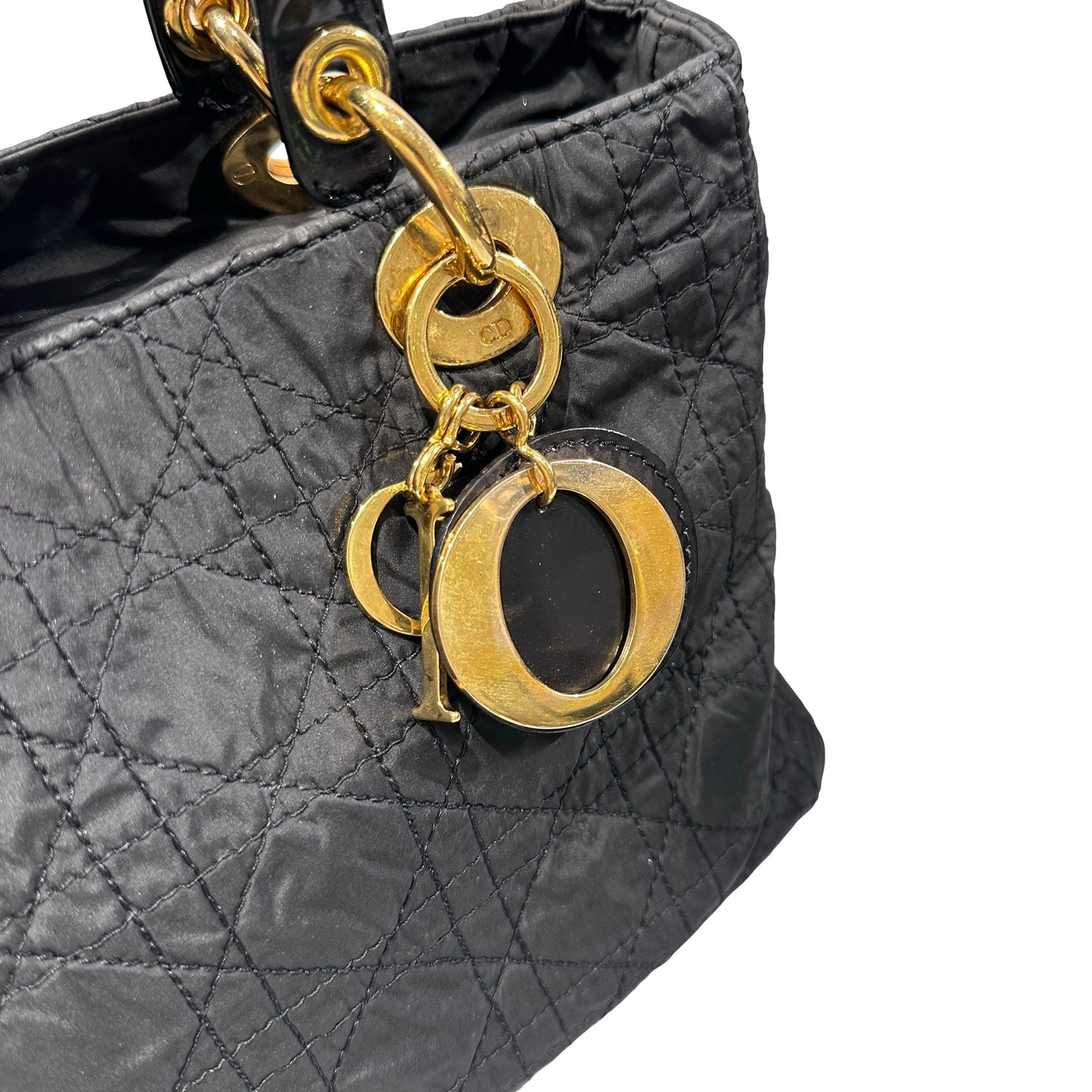 Used DIOR micro lady dior VINTAGE Handbag Black GHW