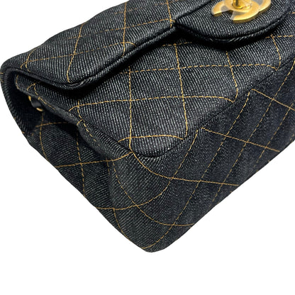 Unused Chanel Denim 20 Mini Flap Shoulder Bag Navy Blue GHW