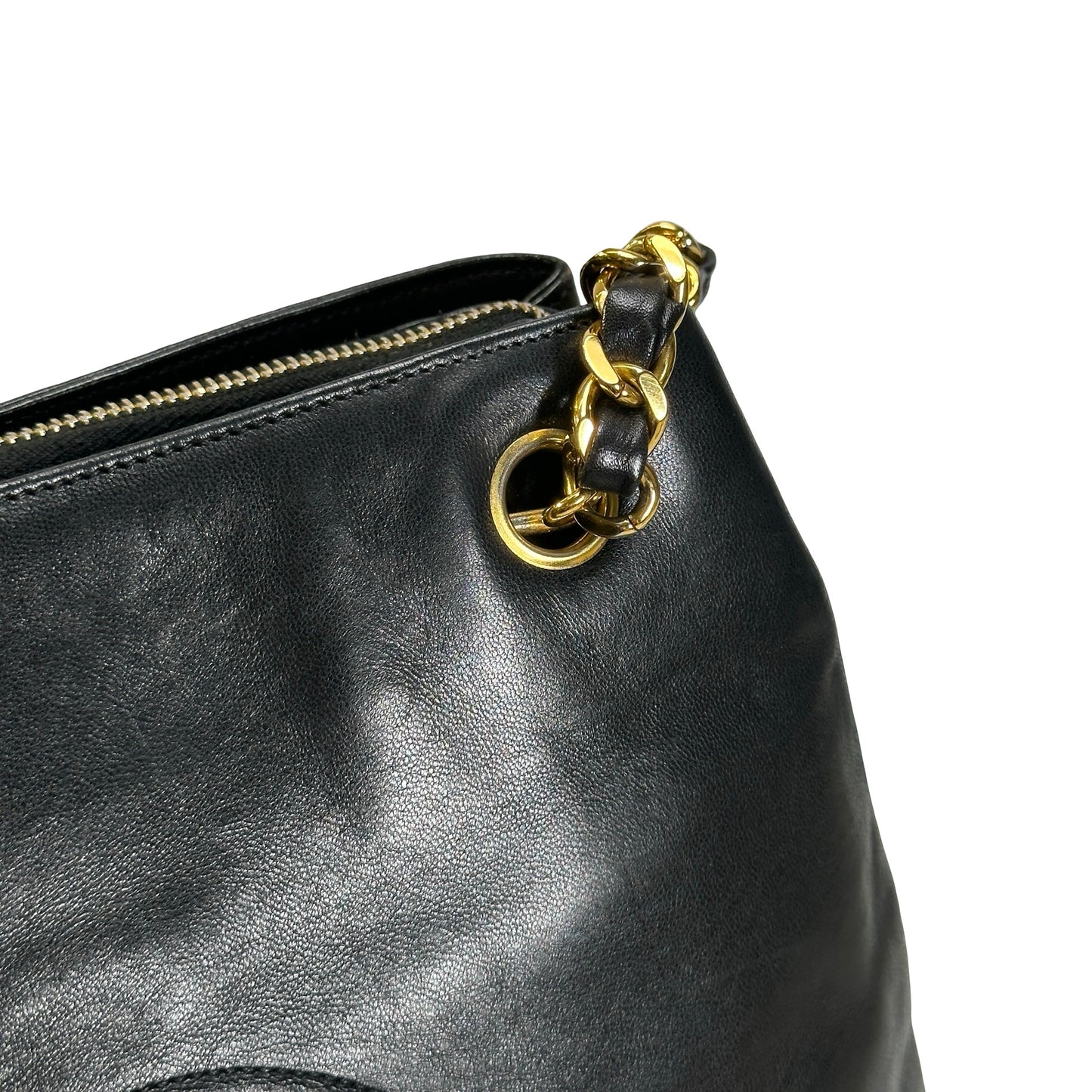 Used CHANEL solid vintage CC logo shoulder bag Shoulder Bag black