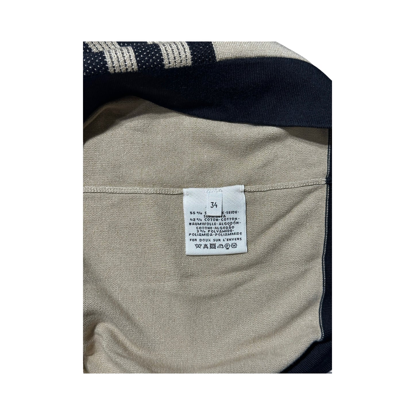 HERMES BLACK&BEIGE STRIPED SWEATER [20000272]