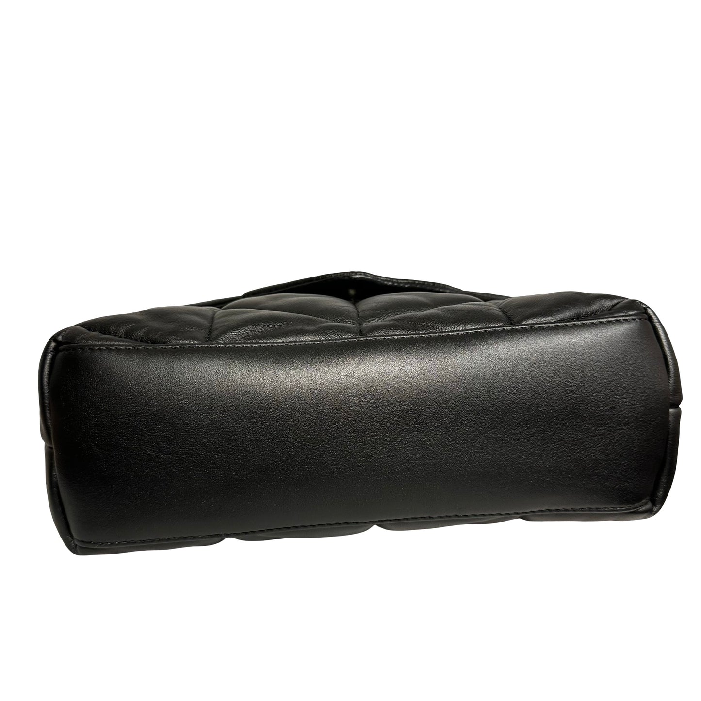 Used SAINT LAURENT Lambskin Leather Cross Body Bag Black PHW