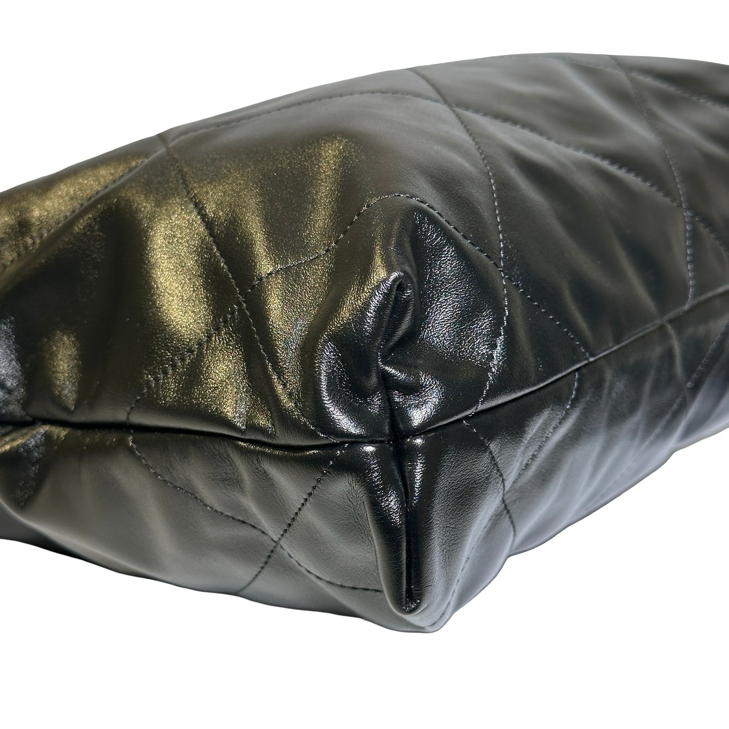 Used Chanel Shiny Calfskin 22 Hobo Bag Black PHW
