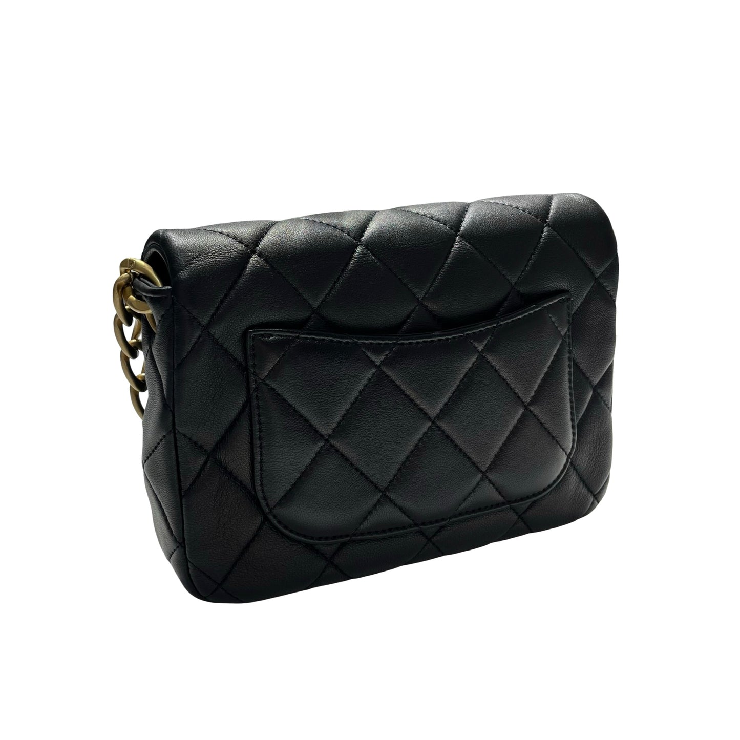 Used CHANEL Lambskin 23A Tassel hobo Hobo Bag Black Gold
