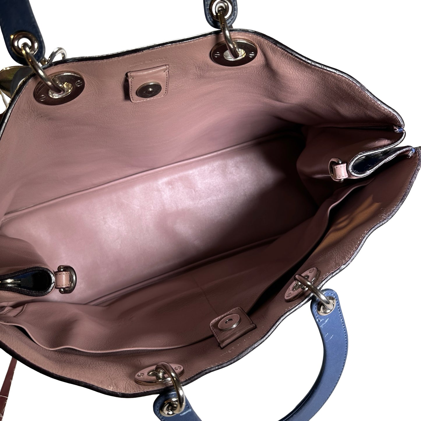 Used DIOR Leather Diorissimo Tote Bag Blue