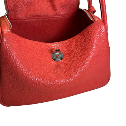 Used HERMES Clemence Lindy Handbag Pink