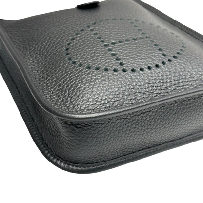 New HERMÈS MINI EVELYNE Cross Body Bag Black PHW