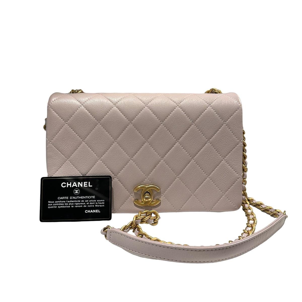 Used CHANEL Quilted Caviar 20B small fashion therapy flap bag Chain Shoulder Bag Light Purple