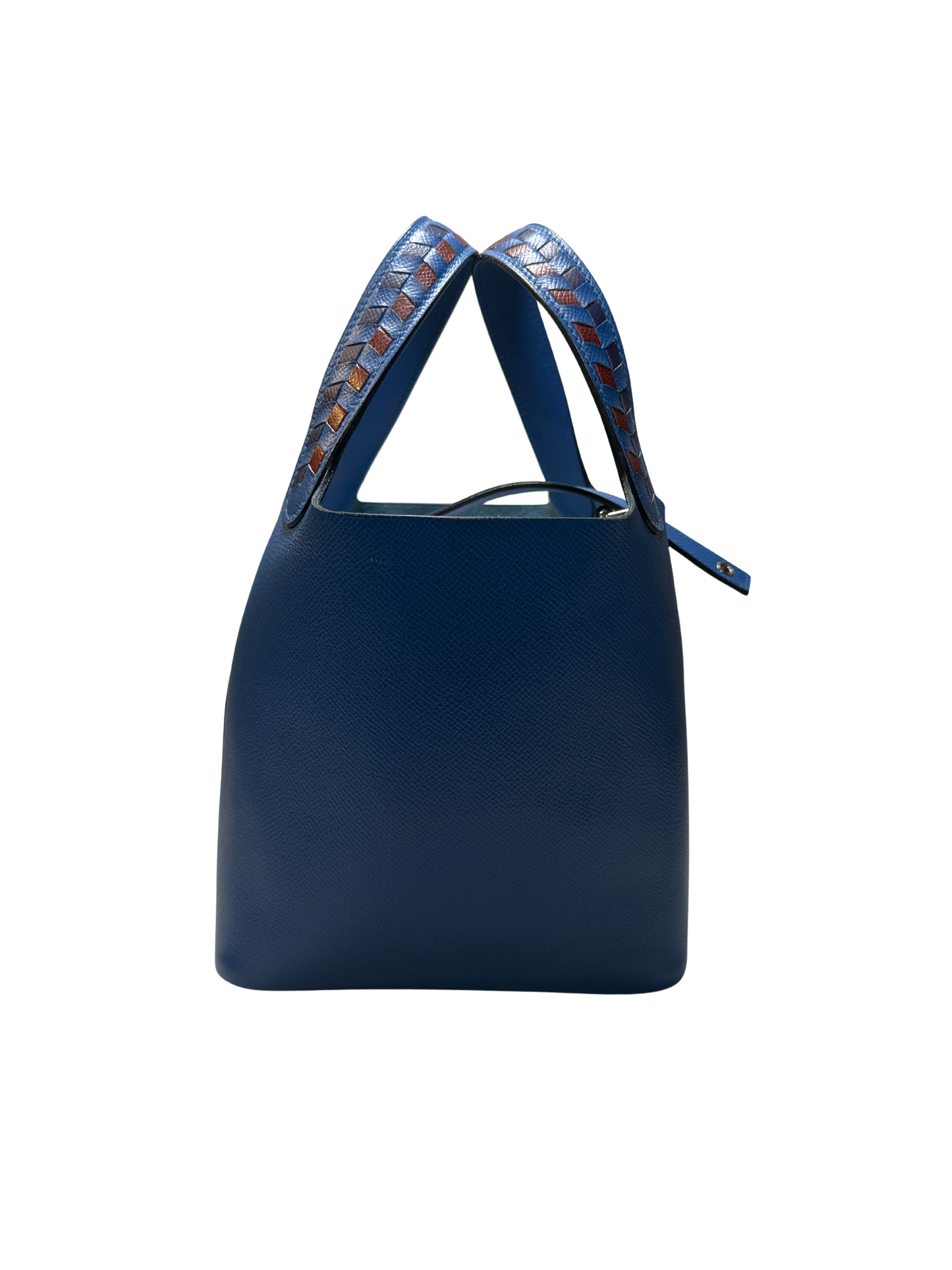 Used HERMES Epsom Picotin Lock Tressage Bucket Bag Blue PHW