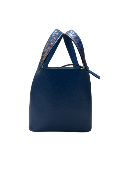 Used HERMES Epsom Picotin Lock Tressage Bucket Bag Blue PHW