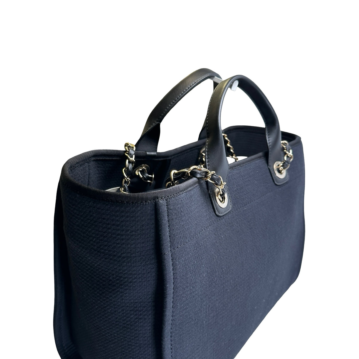 Brand New CHANEL Canvas Deauville Tote Tote Bag Black Silver