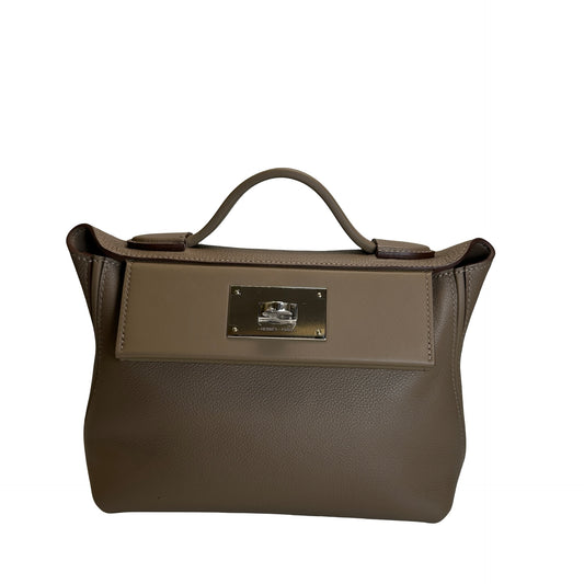 Used HERMES Togo Leather Mini 2424 Handbag ETOUPE/ETOU PHW
