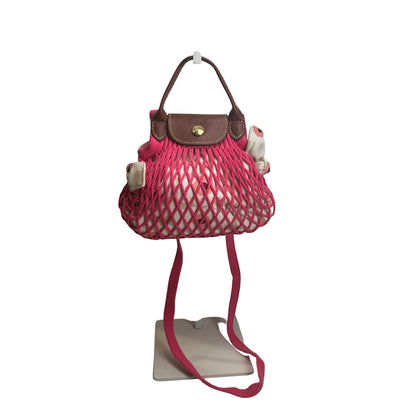 Used LONGCHAMP Netting Le Pliage Filet Cross body bag Pink Brown