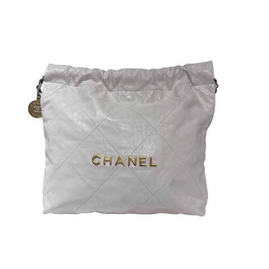 CHANEL 22 SMALL WHITE GHW CALFSKIN [3000291]