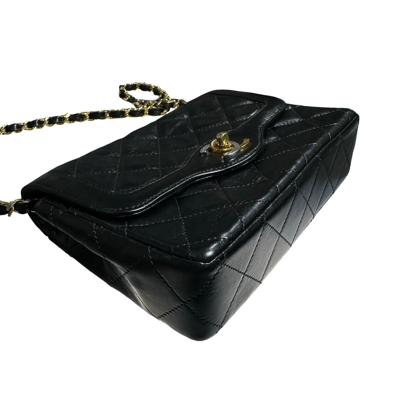 CHANEL VINTAGE DIANA BLACK LAMBSKIN GHW FLAP BAG [20004230]
