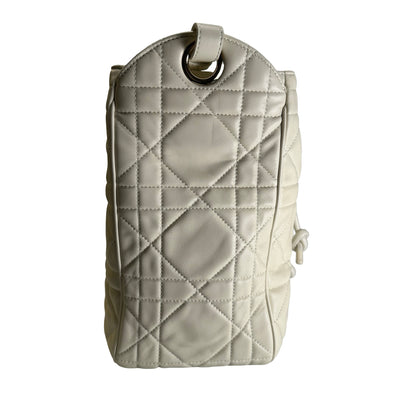 Used DIOR Cannage Leather Cannage Bucket Bag Handbag White