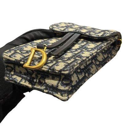 Used DIOR Canvas PHONE Cross Body Bag Navy Blue