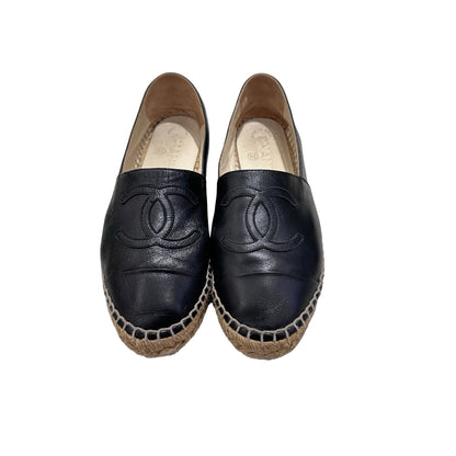Used CHANEL Espadrilles Shoes Black