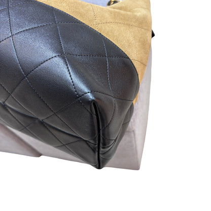 Used CHANEL Hobo 飯盒包 Shoulder Bag Beige Black GHW