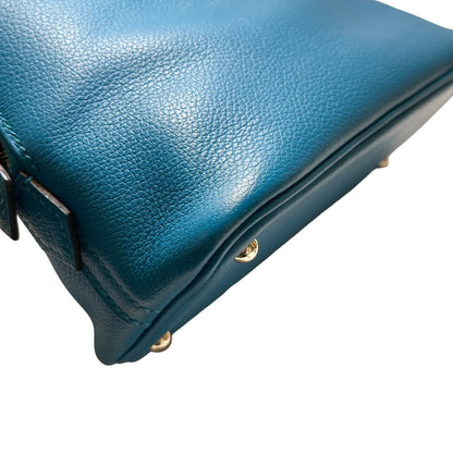 Used HERMES Leather Bolide Mini Handbag Blue