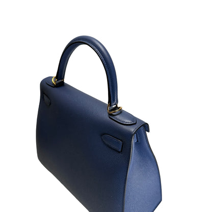 Used HERMES Epsom Kelly 28 with strap Handbag Blue Gold