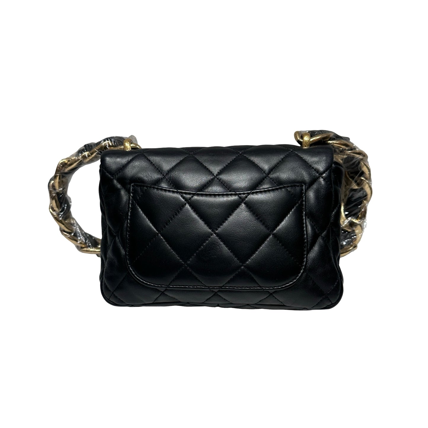 Used CHANEL Flap 20cm Chain Shoulder Bag Black GHW