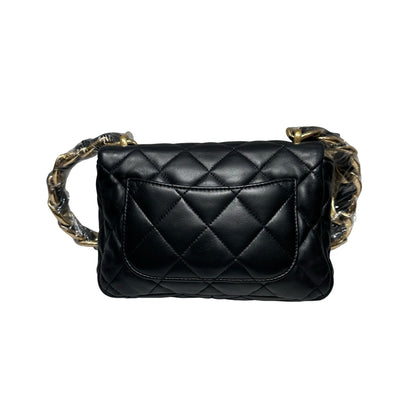 Used CHANEL Flap 20cm Chain Shoulder Bag Black GHW