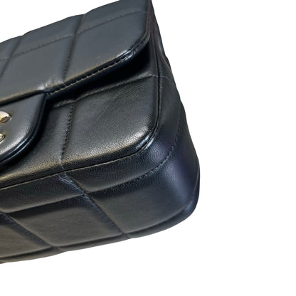 Used CHANEL Lambskin 23C Monaco Mini square flap bag Cross body bag Black