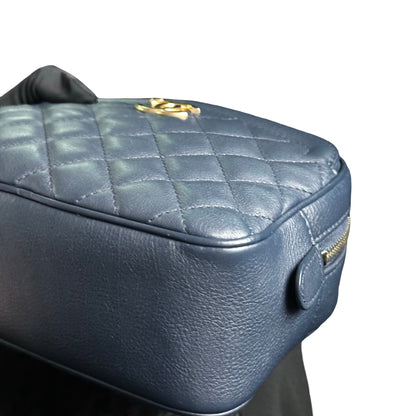 Used CHANEL Quilted Lambskin Camera Case Camera Bag Navy Gold