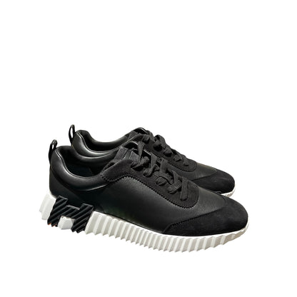 New HERMÈS Calfskin Leather Sneakers Black White
