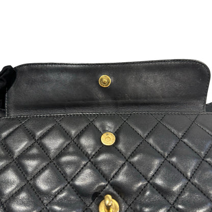 Used Chanel Lambskin Leather FLAP Shoulder Bag Black GHW