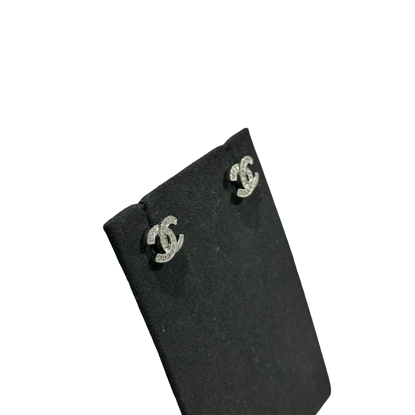 New Chanel CC Logo Earrings Silver