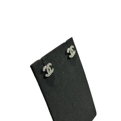New Chanel CC Logo Earrings Silver