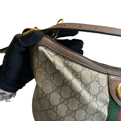 Used GUCCI GG Supreme Web Ophidia Shoulder Bag Beige Brown Green Red